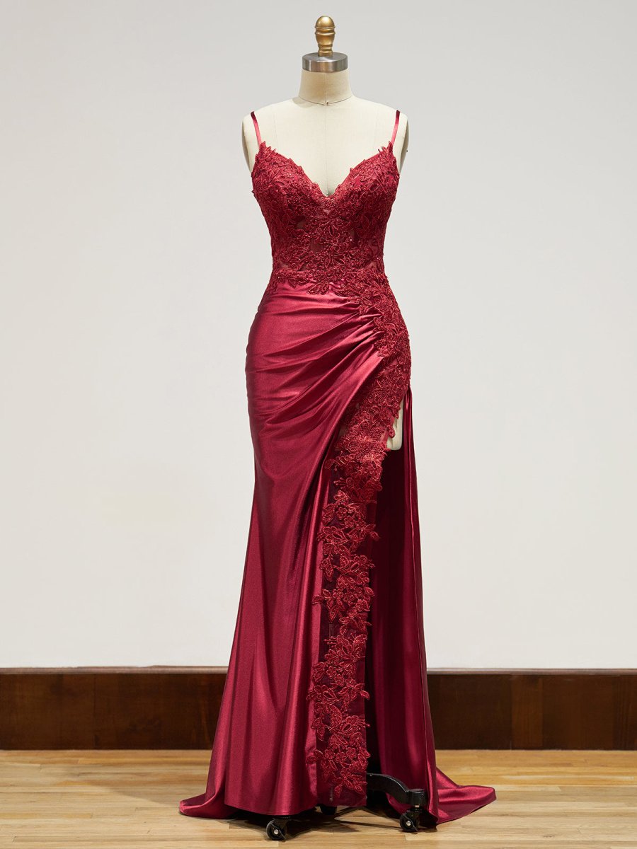 Beatrice | Sheath Black Long Appliques Prom Dress - KissProm