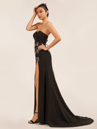 Lemus | Sweetheart Black Mermaid Prom Dress with Bow - KissProm