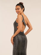 Eluned | Black One Shoulder Sheath Beaded Prom Dress With Split - KissProm
