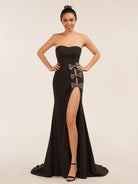 Lemus | Sweetheart Black Mermaid Prom Dress with Bow - KissProm