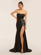 Lemus | Sweetheart Black Mermaid Prom Dress with Bow - KissProm