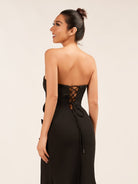 Lemus | Sweetheart Black Mermaid Prom Dress with Bow - KissProm