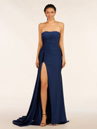 Eowyn | Mermaid Strapless Satin Long Prom Dresses With Split - KissProm