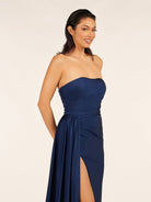 Eowyn | Mermaid Strapless Satin Long Prom Dresses With Split - KissProm