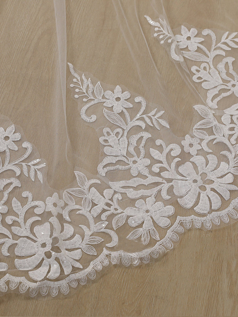Vintage Flower Lace Cathedral Veil Bridal Veil Wedding Veil