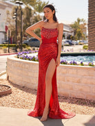 Narcissa | Strapless Mermaid Long Sequins Prom Dress With Split - KissProm