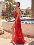 Narcissa | Strapless Mermaid Long Sequins Prom Dress With Split - KissProm