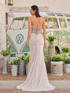 Narcissa | Strapless Mermaid Long Sequins Prom Dress With Split - KissProm