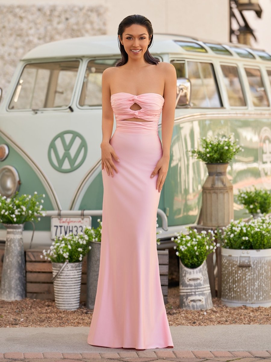 Tinble | Strapless Aqua Blue Sheath Long Prom Dresses - KissProm