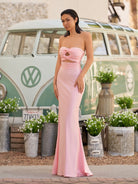 Tinble | Strapless Aqua Blue Sheath Long Prom Dresses - KissProm