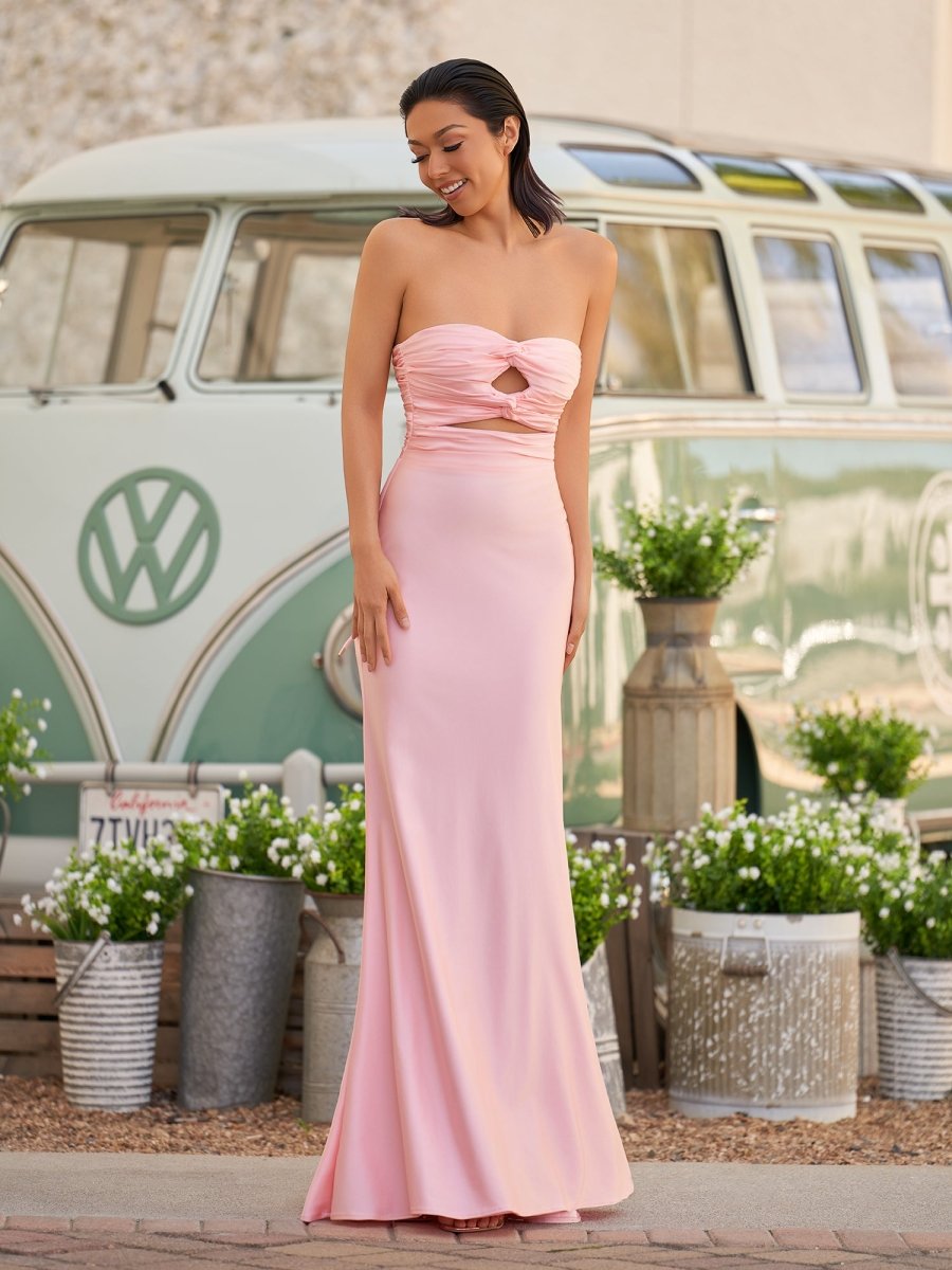 Tinble | Strapless Aqua Blue Sheath Long Prom Dresses - KissProm