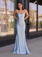 Kimia | Cute Mermaid Scoop Neck Satin Long Prom Dress - KissProm