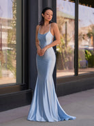 Kimia | Cute Mermaid Scoop Neck Satin Long Prom Dress - KissProm
