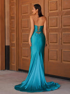 Telah | Glitter Mermaid Yellow Sweetheart Cut - out Long Prom Dress with Beading - KissProm