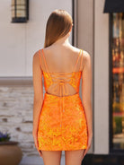 Deep V neck Sequins Appliques Short Homecoming Dress - KissProm
