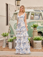Laurina | Blue Sweetheart A Line Long Floral Prom Dress - KissProm
