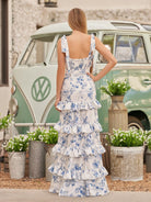 Laurina | Blue Sweetheart A Line Long Floral Prom Dress - KissProm