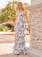Laurina | Blue Sweetheart A Line Long Floral Prom Dress - KissProm