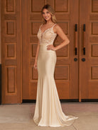 Fernanda |Mermaid Spaghetti Straps Satin Prom Dress - KissProm