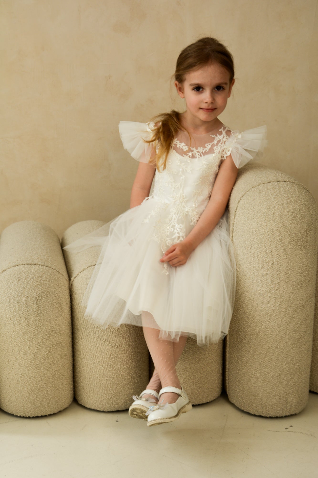 Emma Appliqued Tulle Floral Girl Dress