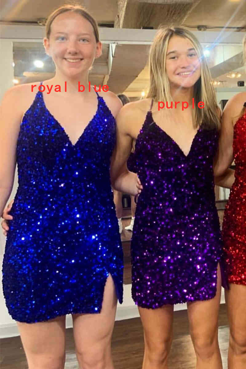 Sheath V-Neck Sequins Homecoming Dress