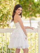 Ivy | A - Line Sweetheart White Lace Short Homecoming Dress - KissProm
