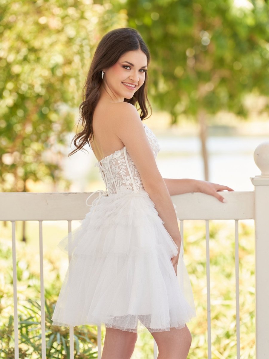 Ivy | A - Line Sweetheart White Lace Short Homecoming Dress - KissProm