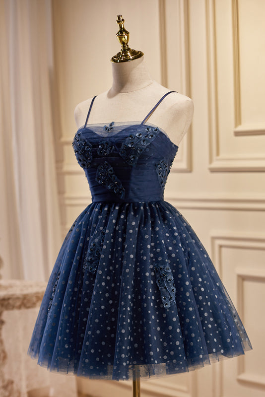A line Spaghetti Straps Tulle Homecoming Dress