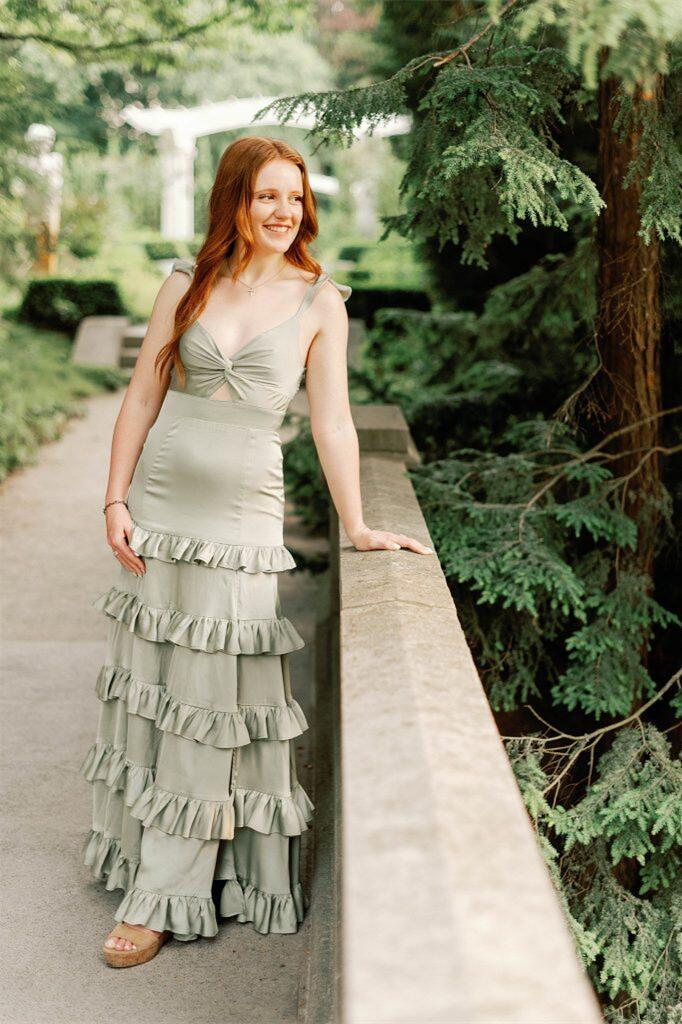 Knotted Sage Ruffles Mermaid Tiedred Maxi Dress