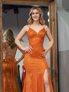 Emaree | Sparkly Mermaid V Neck Sequins Long Prom Dresses with Slit - KissProm