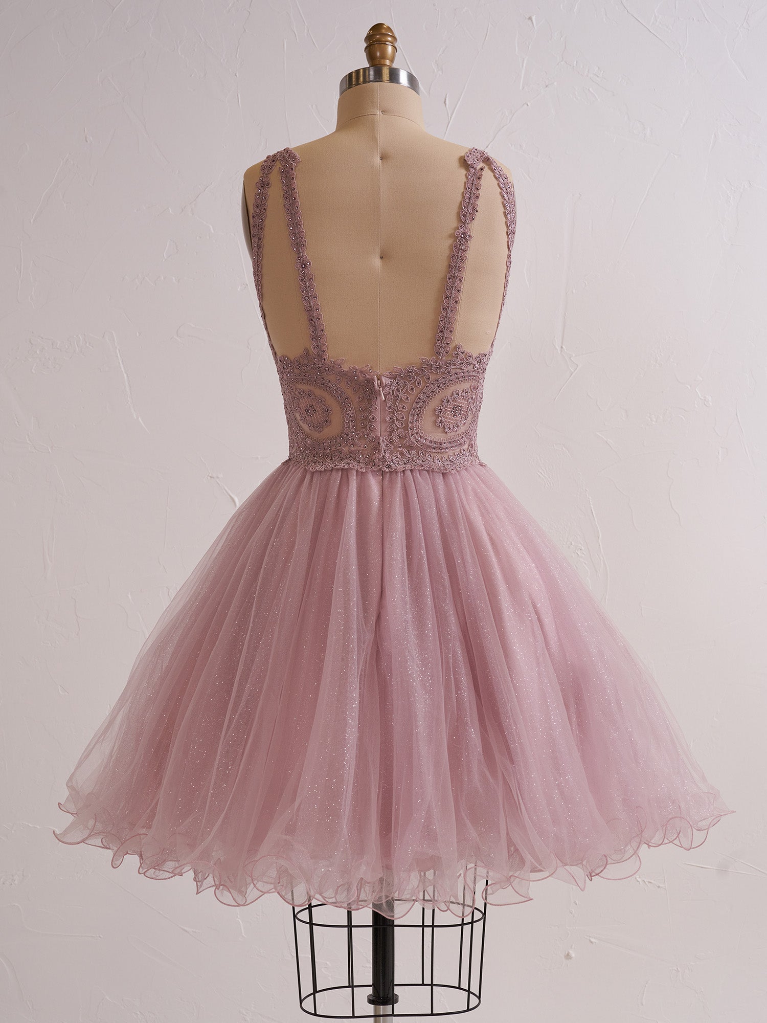 Embellished Embroidery Tulle Short Cocktail Dress