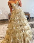Princess Off the Shoulder Sequined Lace Prom Dress