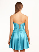 Tricia | A - line Strapless Fuchsia Pleated Homecoming Dress with Keyhole - KissProm