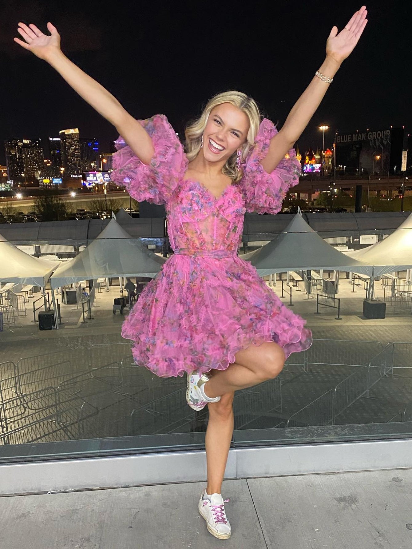 Pink A Line Off the Shoulder Floral Printed Homecoming Dress
