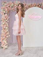 Layla | A - Line Deep V Neck Tiered Short Homecoming Dress - KissProm