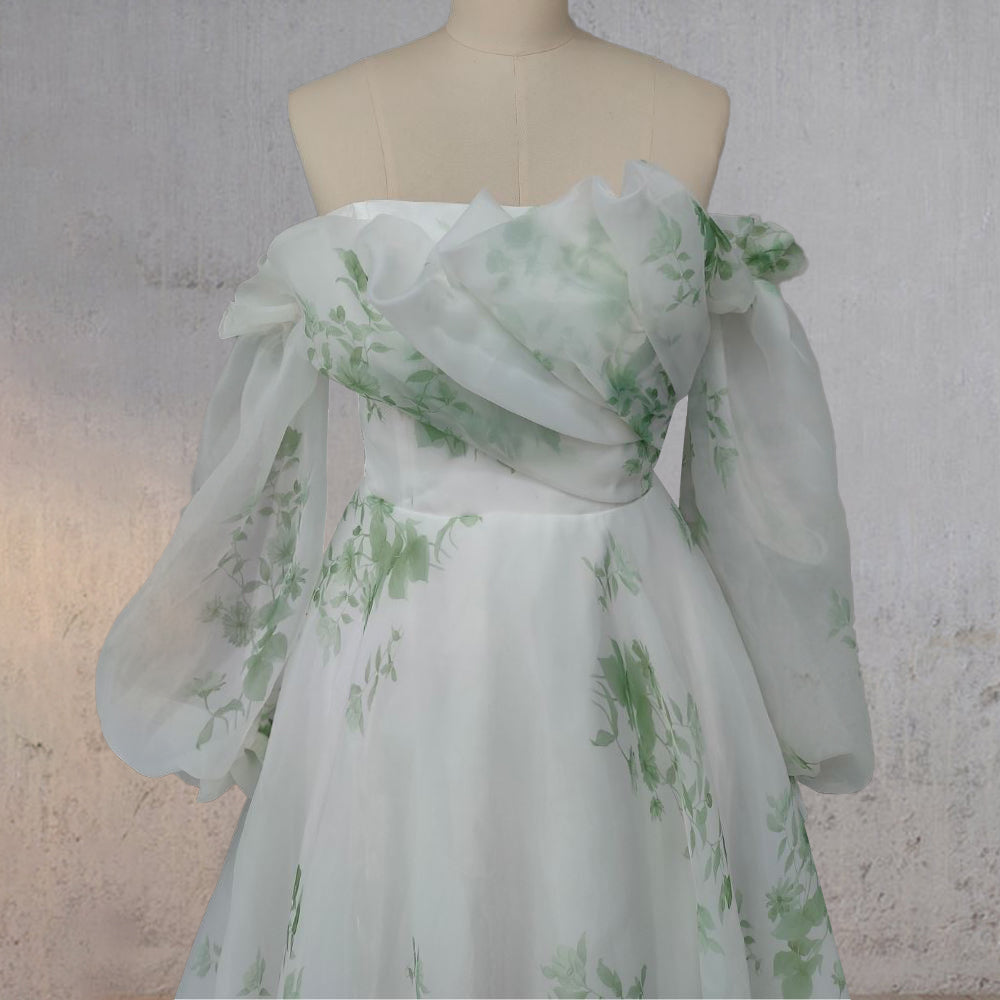 A-Line Floral Appliqued Majesty Bridal Wedding Dress with Ruffles