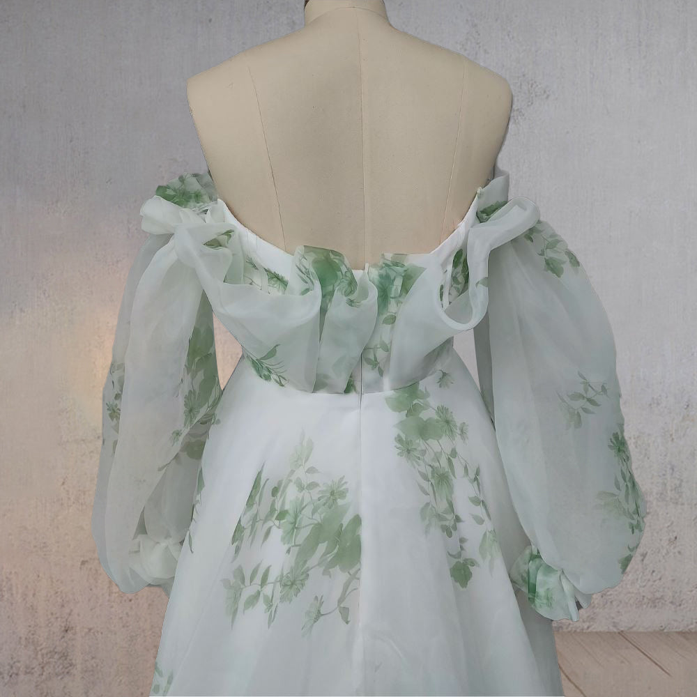 A-Line Floral Appliqued Majesty Bridal Wedding Dress with Ruffles