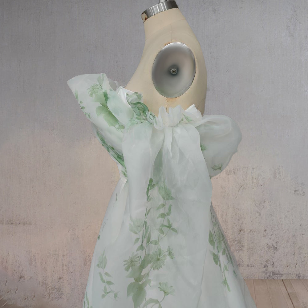 A-Line Floral Appliqued Majesty Bridal Wedding Dress with Ruffles