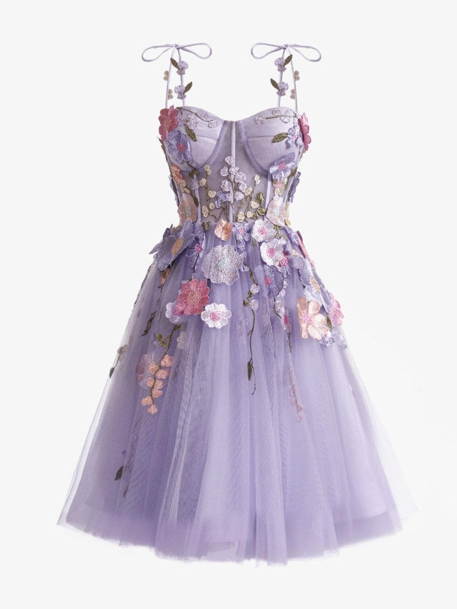 Janeka | A - Line Lavender Bloom Mini Homecoming Dress - KissProm