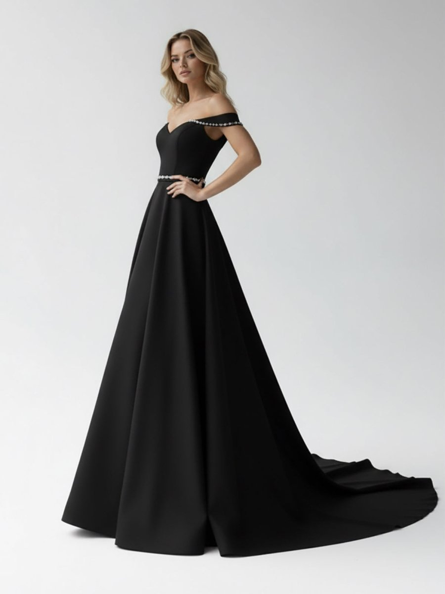 KissDress-A-Line Off the Shoulder Beaded Wedding Dress