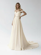 KissDress-A-Line Off the Shoulder Beaded Wedding Dress
