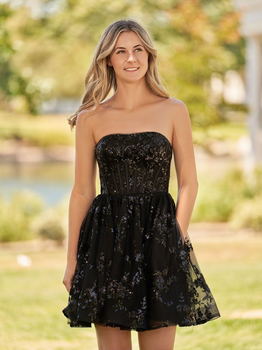 Ivette | A - Line Red Short Homecoming Dress with Sequins - KissProm