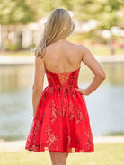 Ivette | A - Line Red Short Homecoming Dress with Sequins - KissProm