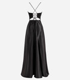 Colette |A - Line V - Neck Satin Prom Dress with Slit - KissProm