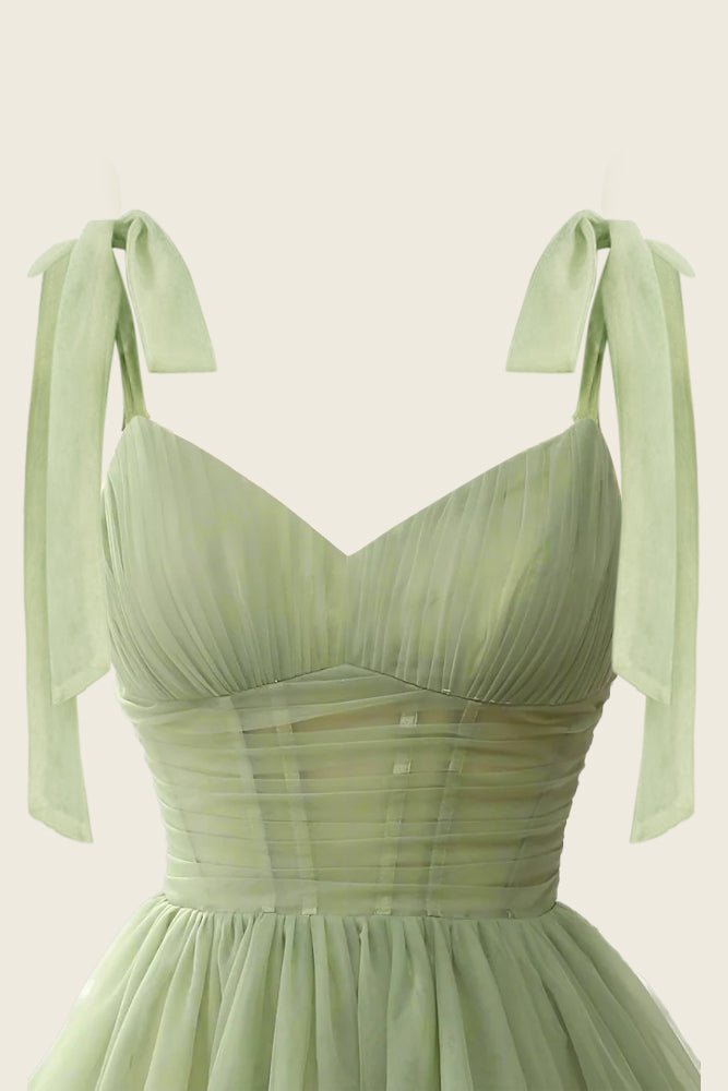 A-Line V-Neck Sage Green Pleated Short Homecoming Dress KissDress A-Line V-Neck Sage Green Pleated Short Homecoming Dress KissDress