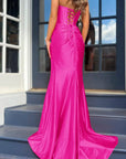 Mermaid Strapless Satin Long Prom Dress With Slit