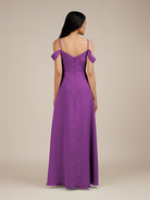 KissDress-Agate Amethyst A Line Chiffon Off the Shoulder Long Bridesmaid Dress