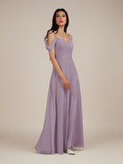 KissDress-Agate Dusk A Line Chiffon Off the Shoulder Long Bridesmaid Dress