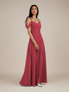 KissDress-Agate Merlot A Line Chiffon Off the Shoulder Long Bridesmaid Dress