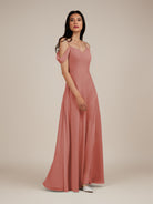 KissDress-Agate Mulberry A Line Chiffon Off the Shoulder Long Bridesmaid Dress